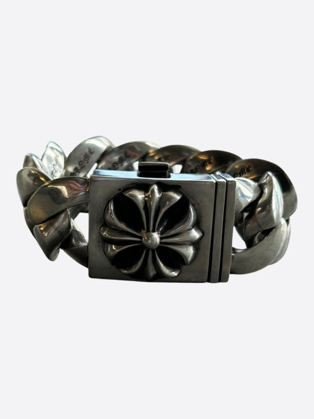 Chrome Hearts Silver Plus Cross XL Cuban Bracelet